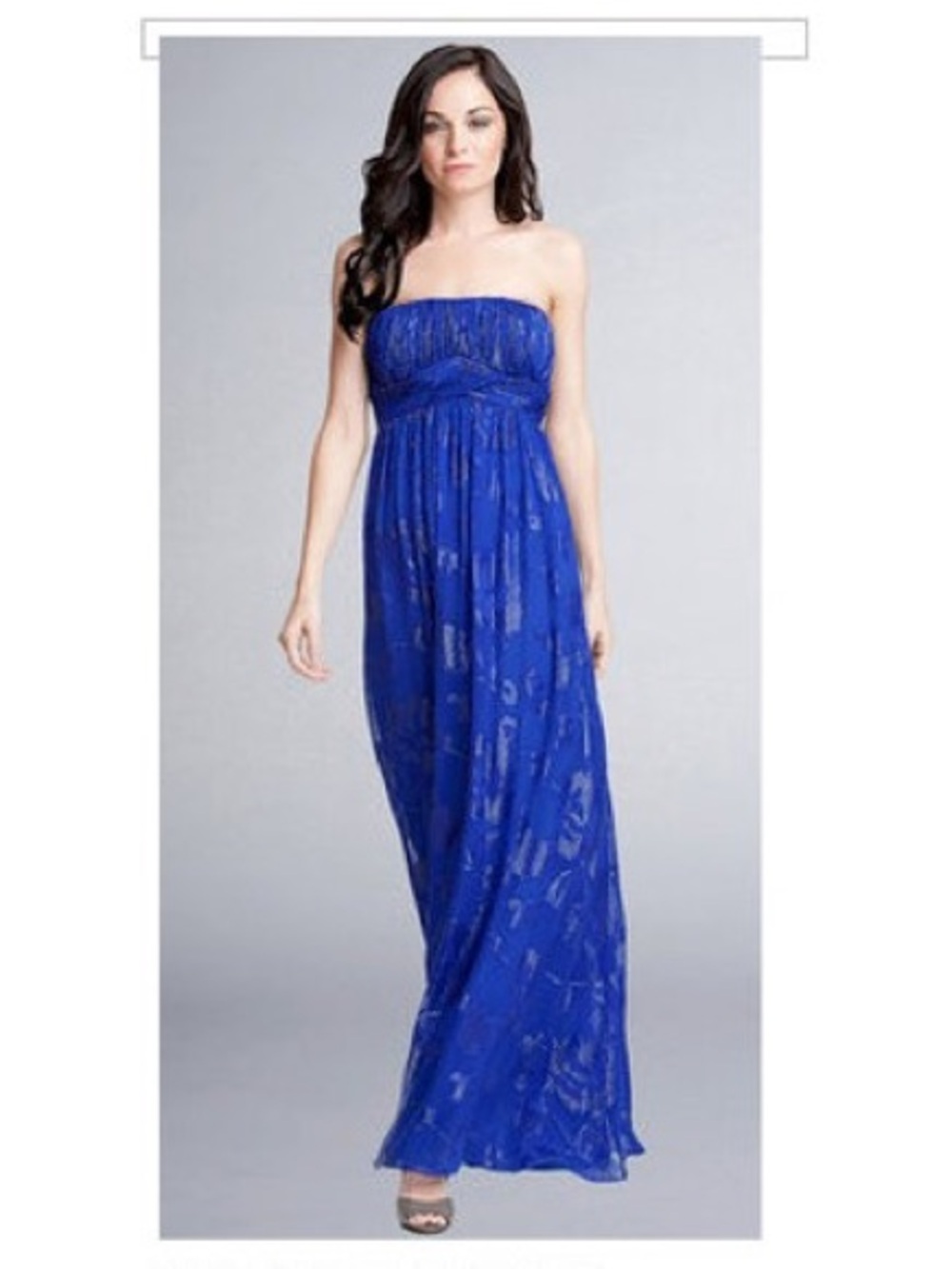 Strapless Cobalt Blue Evening Maxi Dress
